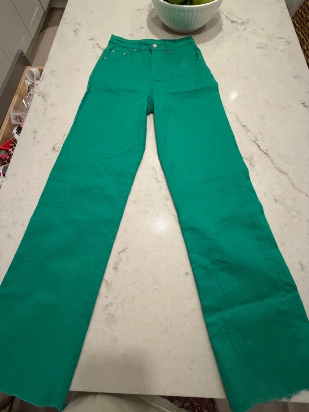 PRINCESS POLLY High-Rise Wide Leg Jeans in Emerald Green! 0 - Picture 6 of 7